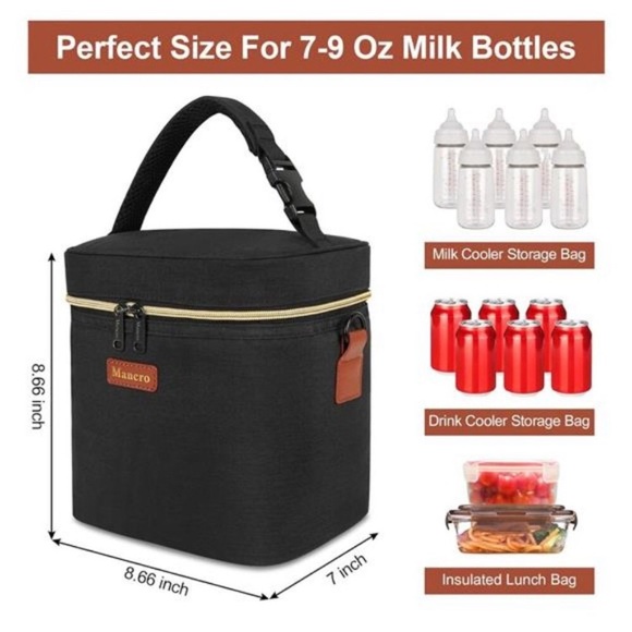 Breastmilk Cooler Bag with Ice Pack, Fits 6 Baby Bottles Up to 9 Ounce Insulated - Picture 2 of 7